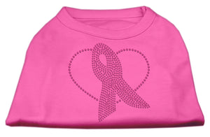 Pink Ribbon Rhinestone Shirts Bright Pink L