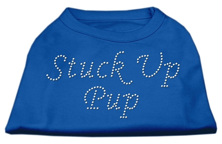 Stuck Up Pup Rhinestone Shirts Blue Med