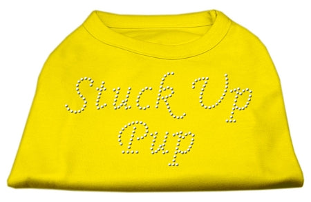 Stuck Up Pup Rhinestone Shirts Yellow Med