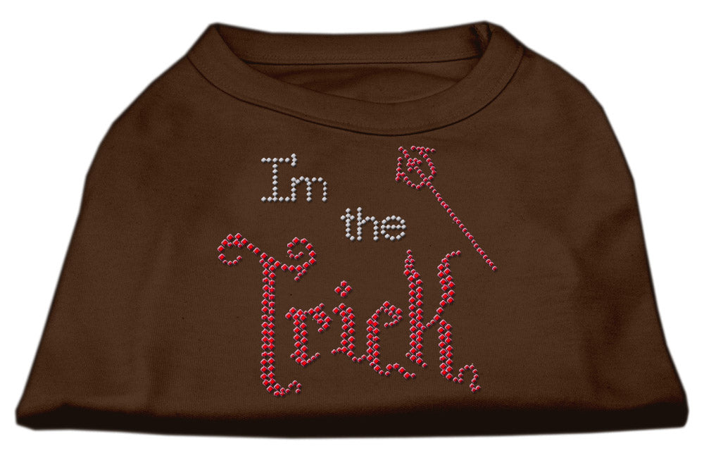 I'm The Trick Rhinestone Dog Shirt Brown Med