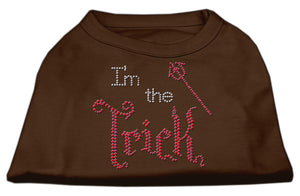 I'm The Trick Rhinestone Dog Shirt Brown Med