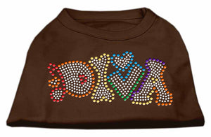 Technicolor Diva Rhinestone Pet Shirt Brown Xxxl