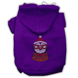 Hipster Penguin Rhinestone Dog Hoodie Purple M