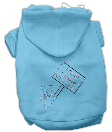 Santa Stop Here Hoodies Baby Blue Xs