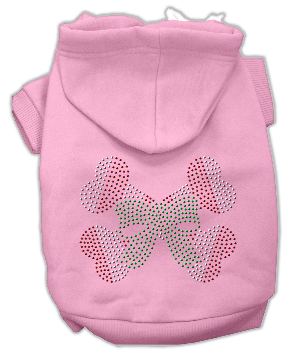 Candy Cane Crossbones Rhinestone Hoodie Pink Xxxl