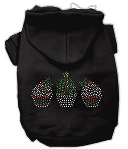 Christmas Cupcakes Rhinestone Hoodie Black Xl