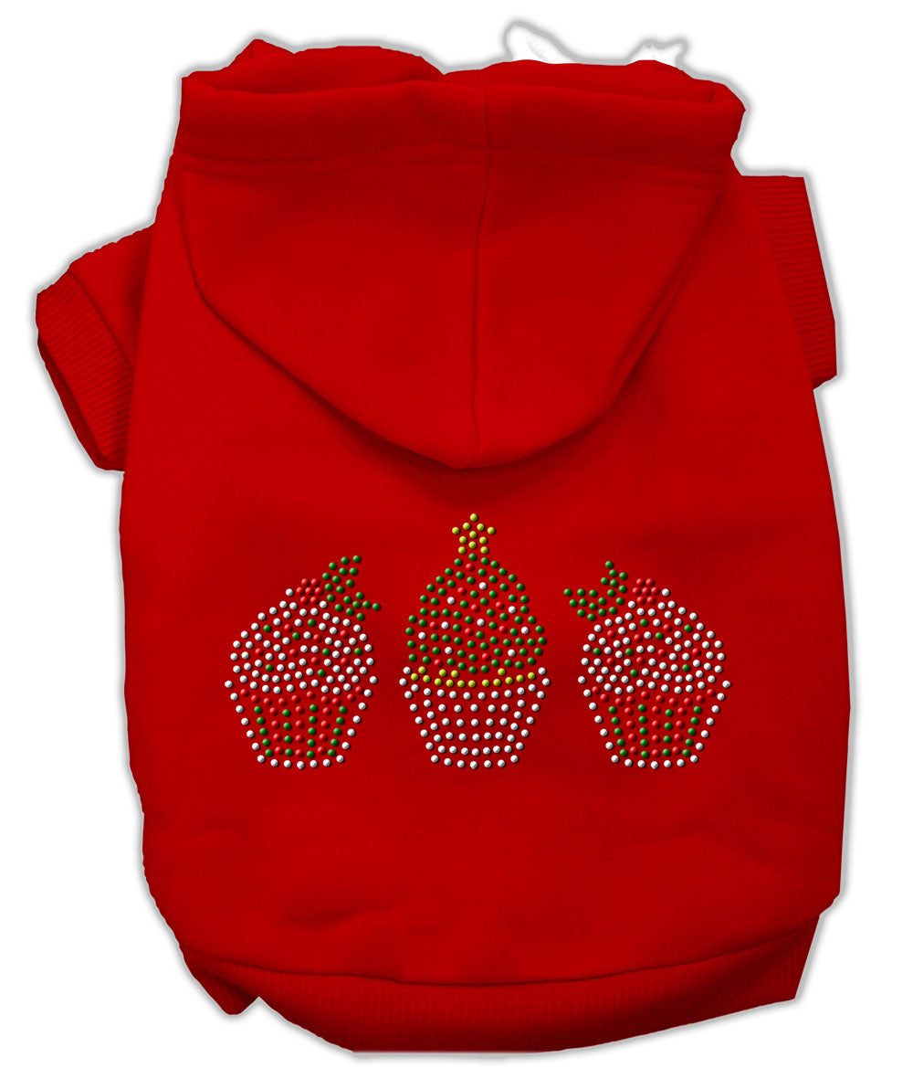 Christmas Cupcakes Rhinestone Hoodie Red Xl