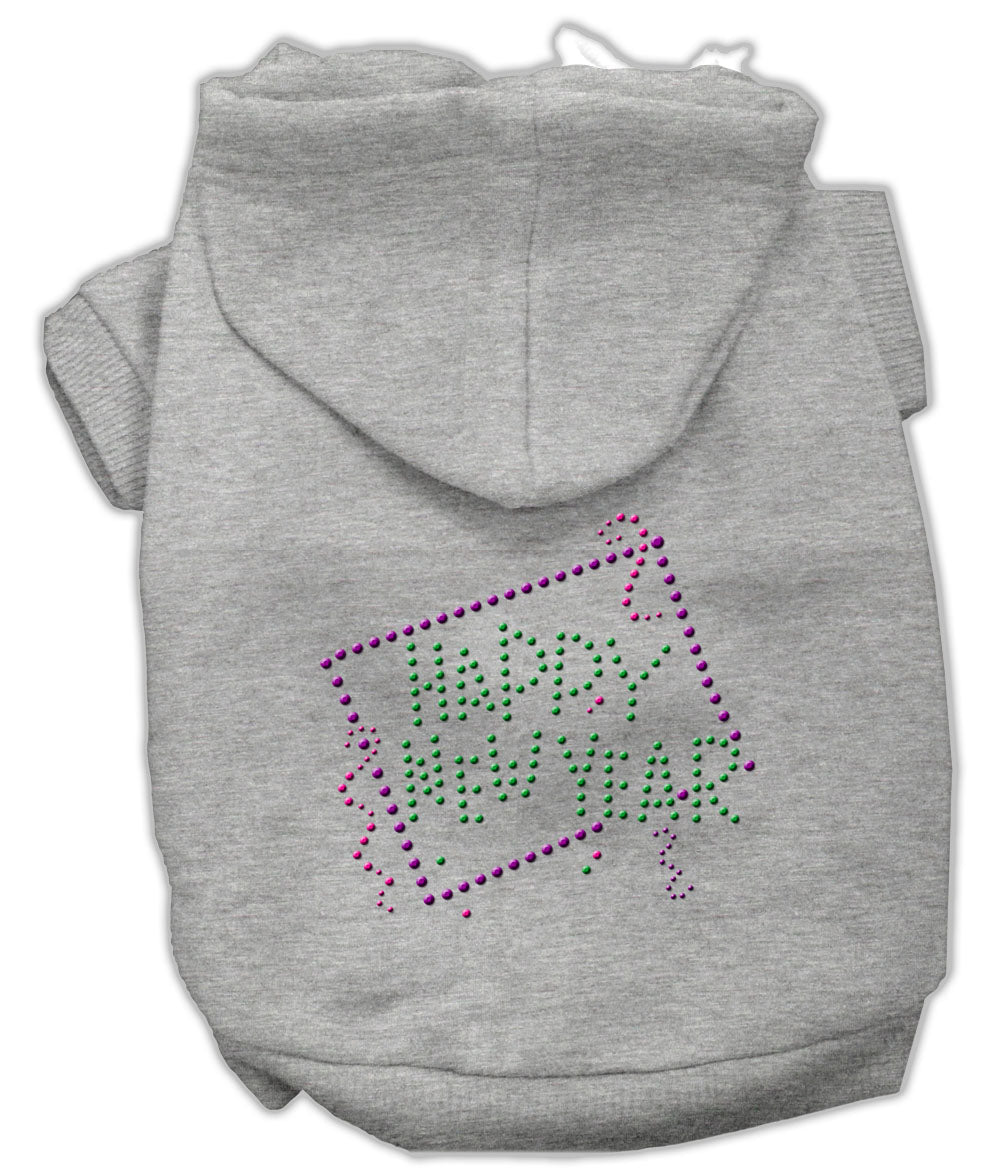 Happy New Year Rhinestone Hoodies Grey S