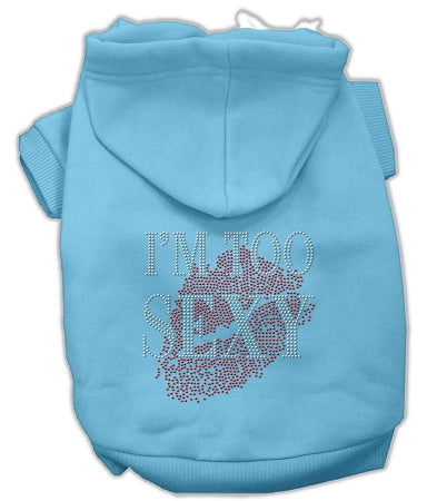 I'm Too Sexy Rhinestone Hoodies Baby Blue Xl