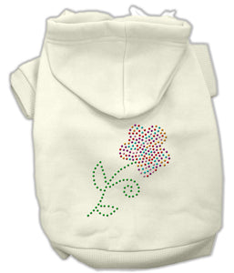 Multi-colored Flower Rhinestone Hoodie Cream S