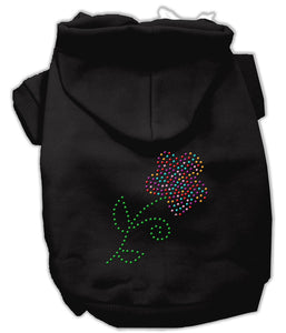 Multi-colored Flower Rhinestone Hoodie Black Xxxl