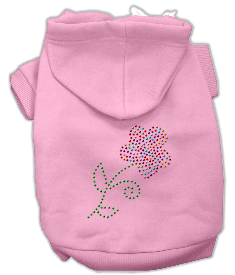 Multi-colored Flower Rhinestone Hoodie Pink Xxxl