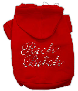 Rich Bitch Rhinestone Hoodies Red Xxl