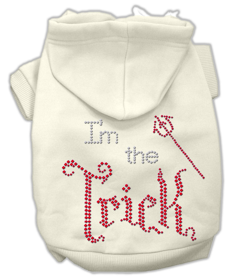 I'm The Trick Rhinestone Hoodies Cream Xs