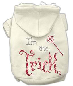 I'm The Trick Rhinestone Hoodies Cream Xs