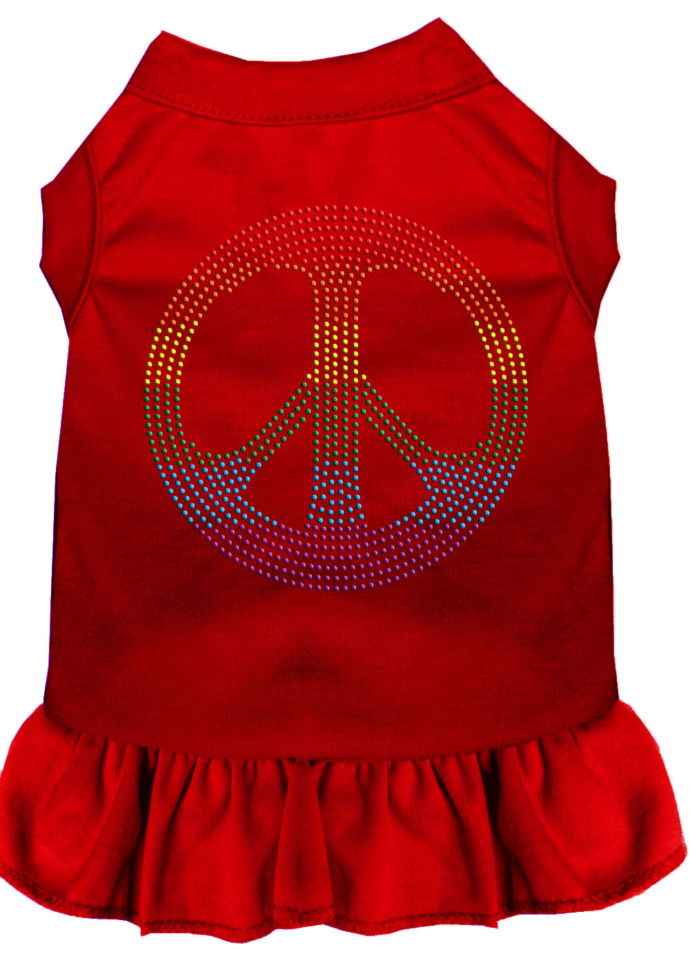 Rhinestone Rainbow Peace Dress Red Xl