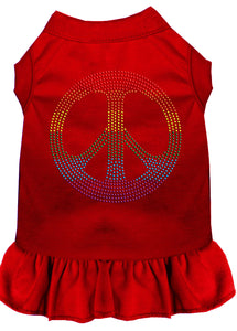 Rhinestone Rainbow Peace Dress Red Xl