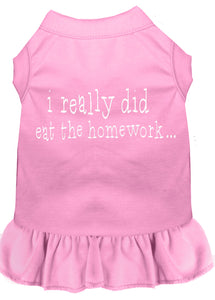 I Really Did Eat The Homework Screen Print Dress Light Pink Xs