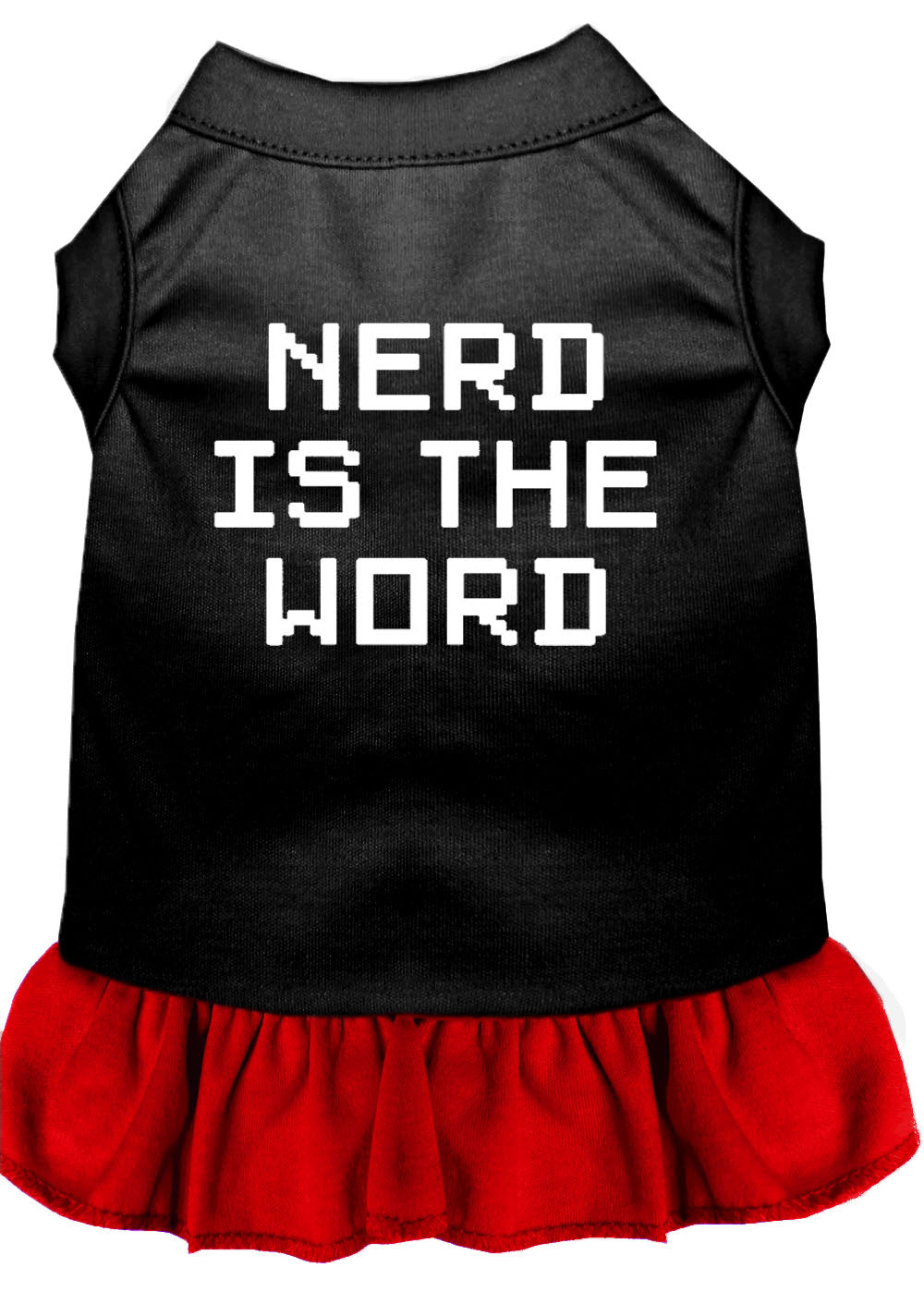 Nerd Is The Word Screen Print Dress Black With Red Sm