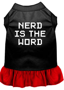 Nerd Is The Word Screen Print Dress Black With Red Sm