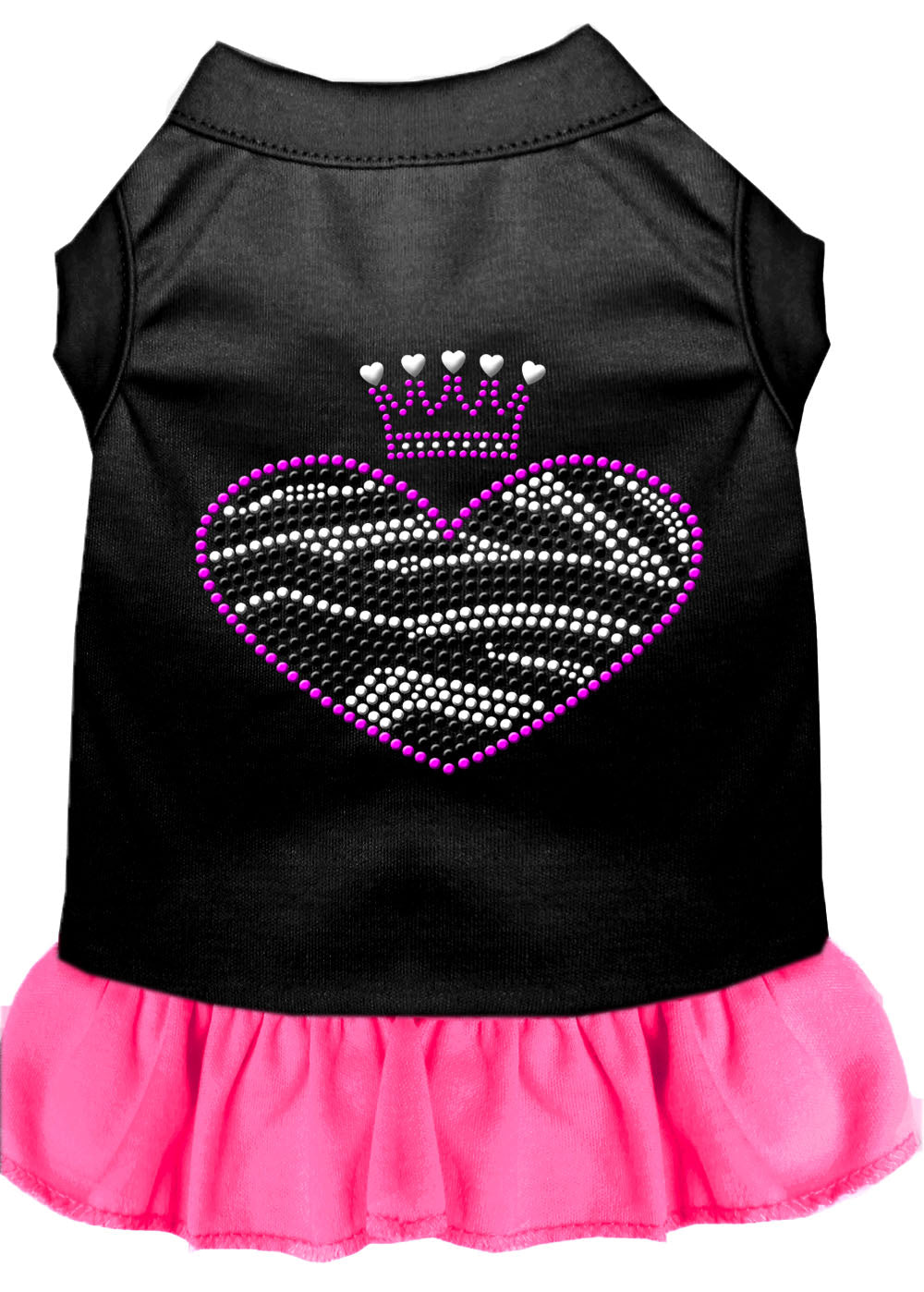 Zebra Heart Rhinestone Dress Black With Bright Pink Xl