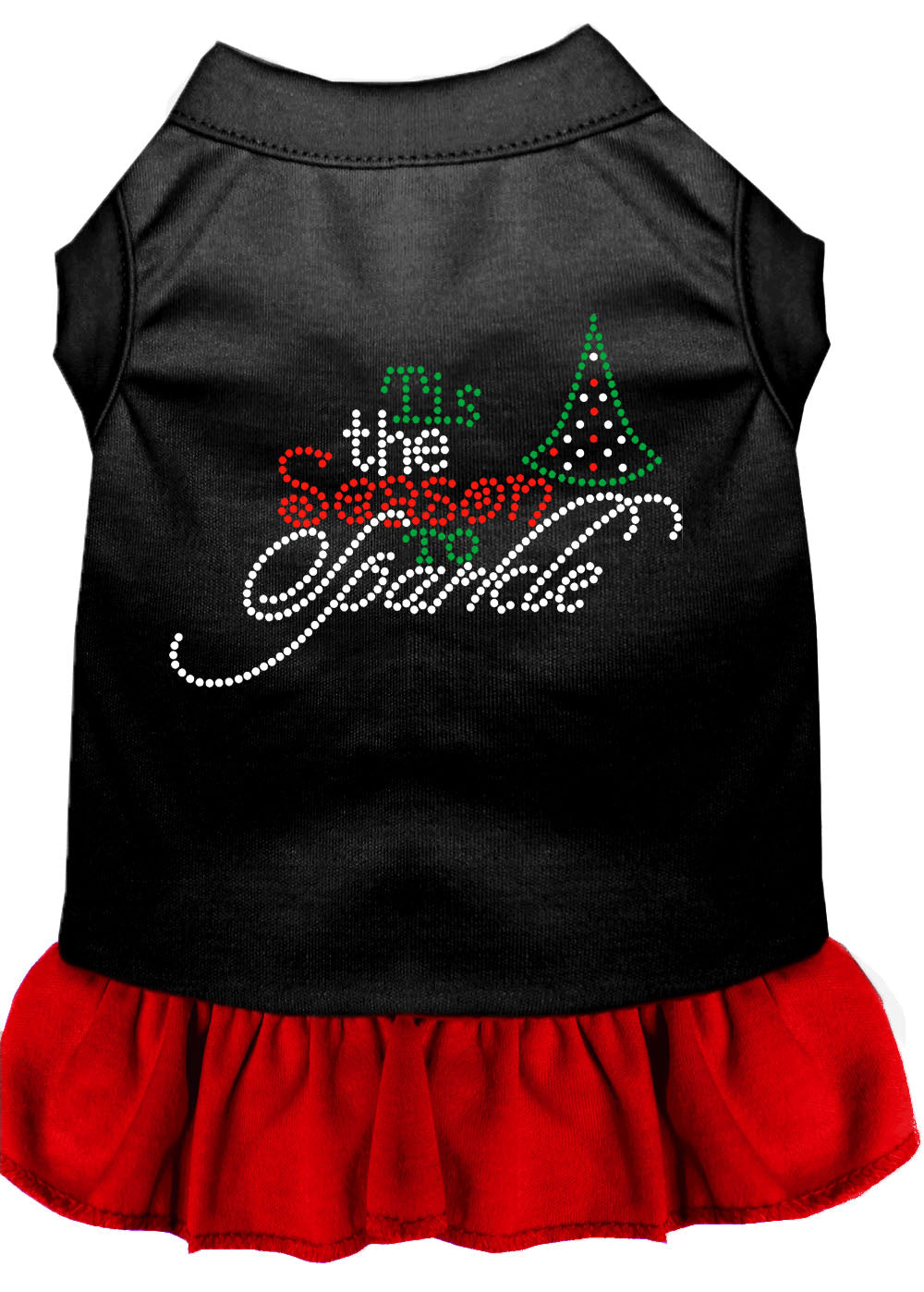 Tis The Season To Sparkle Rhinestone Dog Dress Black With Red Xxxl