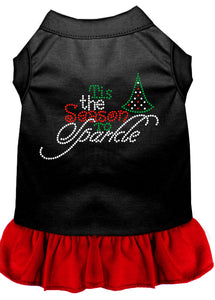 Tis The Season To Sparkle Rhinestone Dog Dress Black With Red Xxxl
