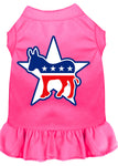 Democrat Screen Print Dress Bright Pink Lg