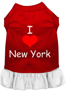 I Heart New York Screen Print Dress Red With White Lg