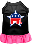 Republican Screen Print Dress Black With Bright Pink Lg