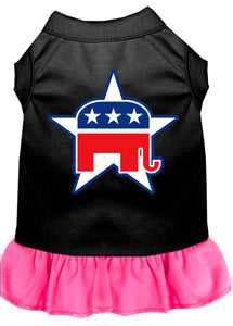 Republican Screen Print Dress Black With Bright Pink Lg