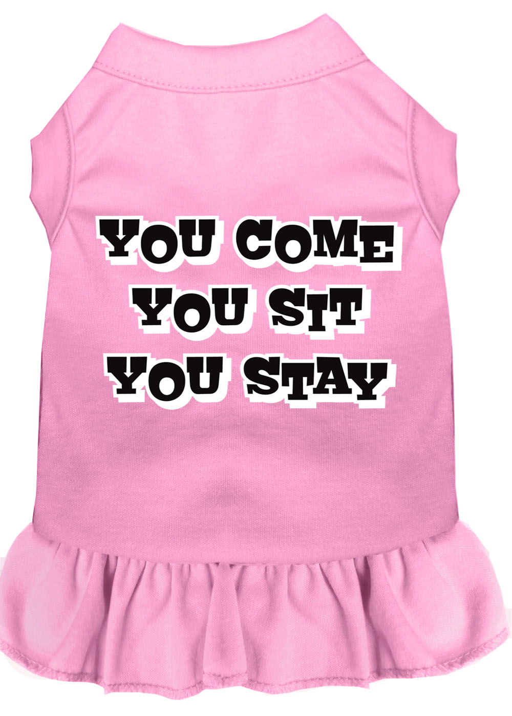 You Come, You Sit, You Stay Screen Print Dress Light Pink Med