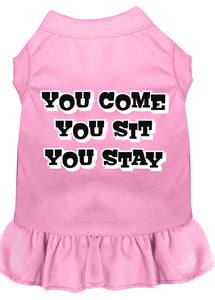 You Come, You Sit, You Stay Screen Print Dress Light Pink Med