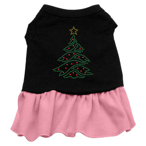 Christmas Tree Rhinestone Dress Black With Pink Xxxl