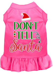 Don't Tell Santa Screen Print Dog Dress Bright Pink Xs