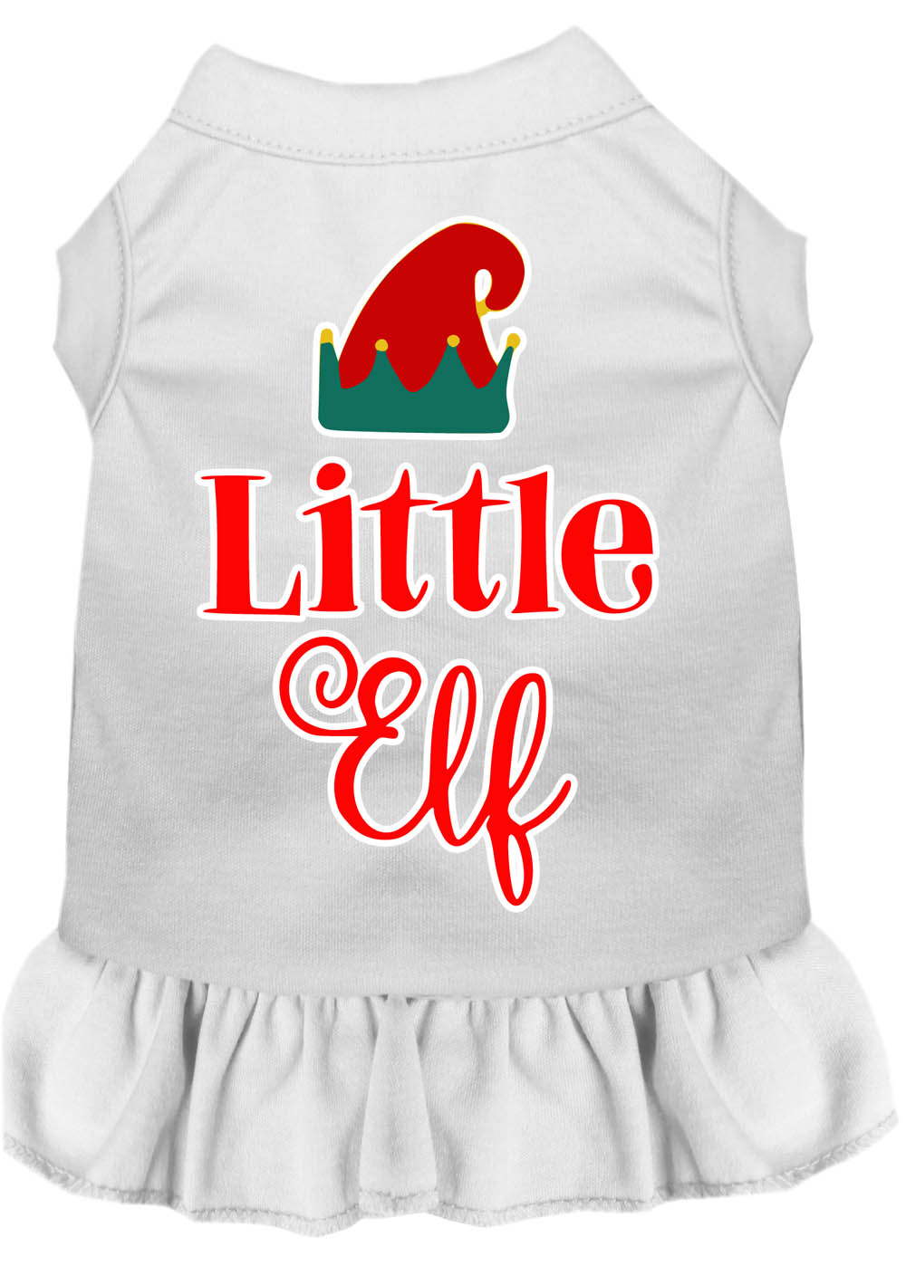 Little Elf Screen Print Dog Dress White Xxxl