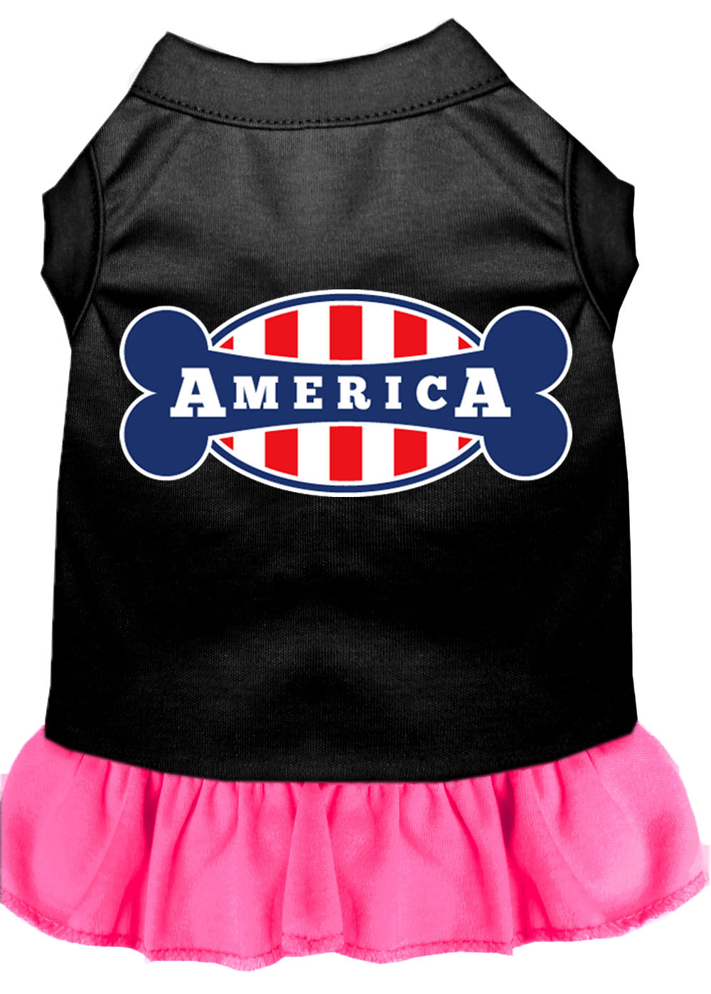 Bonely In America Screen Print Dress Black With Bright Pink Med