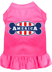 Bonely In America Screen Print Dress Bright Pink Sm