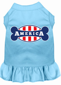 Bonely In America Screen Print Dress Baby Blue Xl