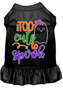 Too Cute To Spook-girly Ghost Screen Print Dog Dress Black Sm