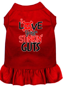 Love Your Stinkin Guts Screen Print Dog Dress Red Xxl