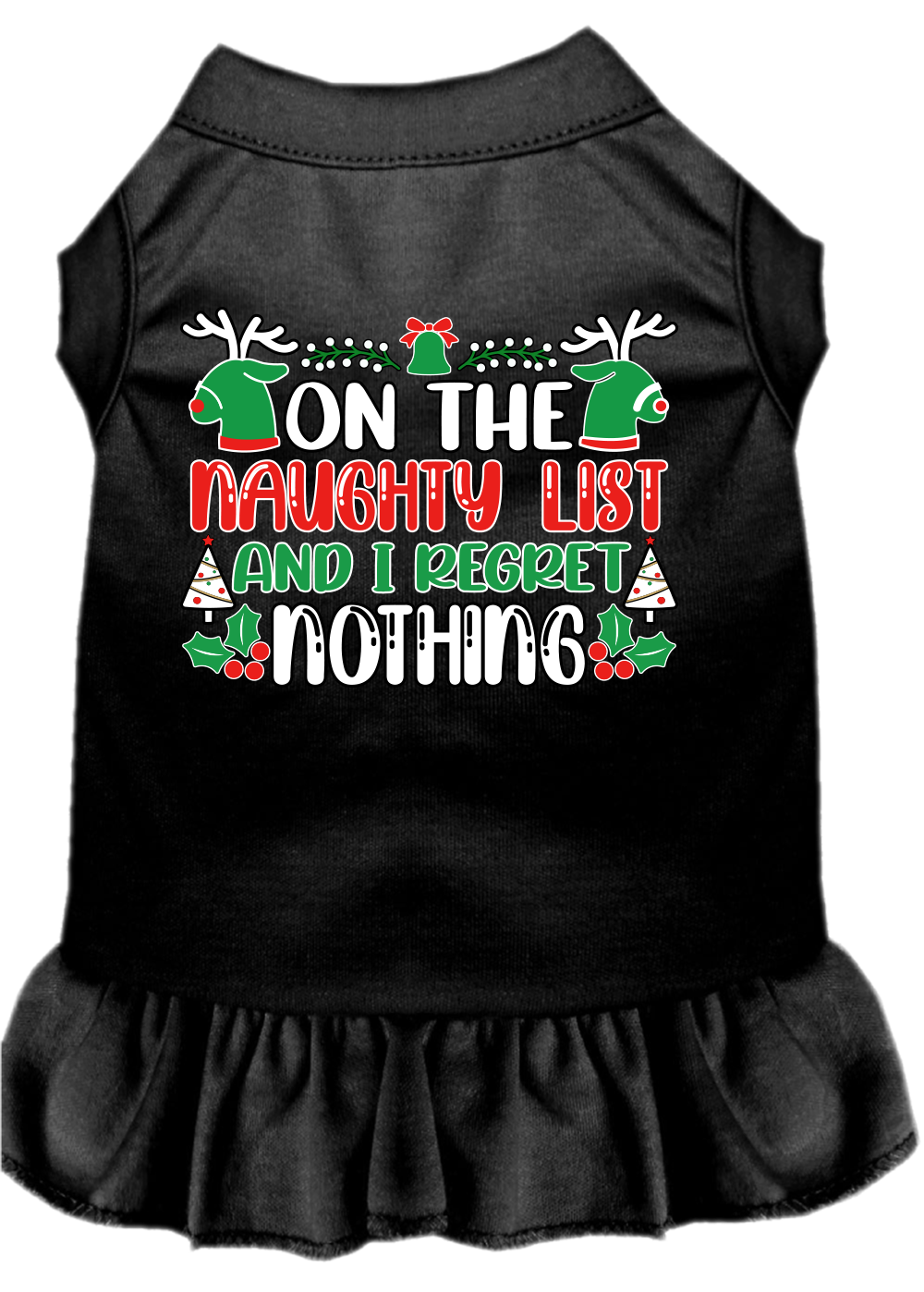 I Regret Nothing Screen Print Dog Dress Black Size Xs