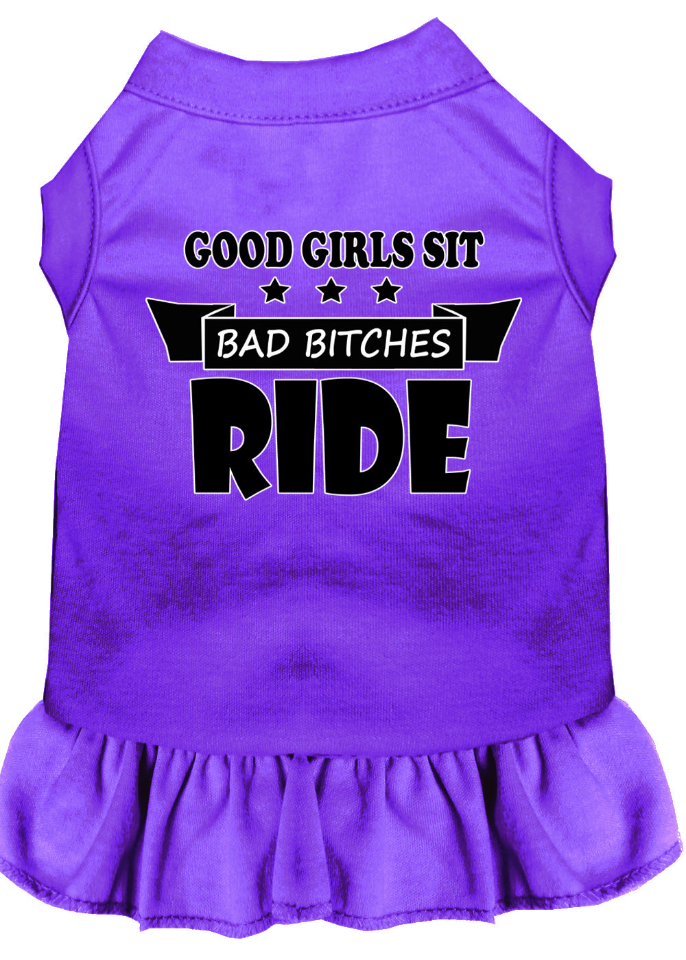 Bitches Ride Screen Print Dog Dress Purple Xs