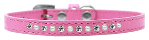 Pearl And Clear Crystal Size 10 Bright Pink Puppy Collar