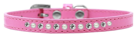 Pearl And Clear Crystal Size 12 Bright Pink Puppy Collar