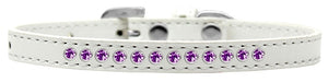 Purple Crystal Size 16 White Puppy Collar