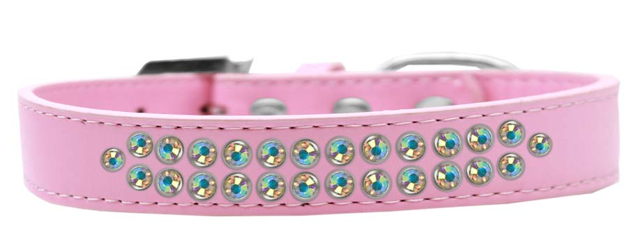 Two Row Ab Crystal Size 16 Light Pink Dog Collar