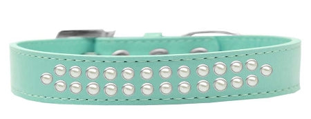 Two Row Pearl Size 12 Aqua Dog Collar