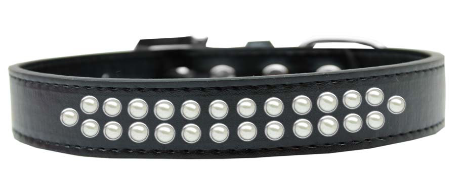 Two Row Pearl Size 14 Black Dog Collar