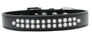 Two Row Pearl Size 16 Black Dog Collar